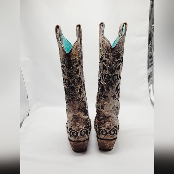 Corral Western women's boots color brown floral detail size 8.5 - Picture 8 of 10